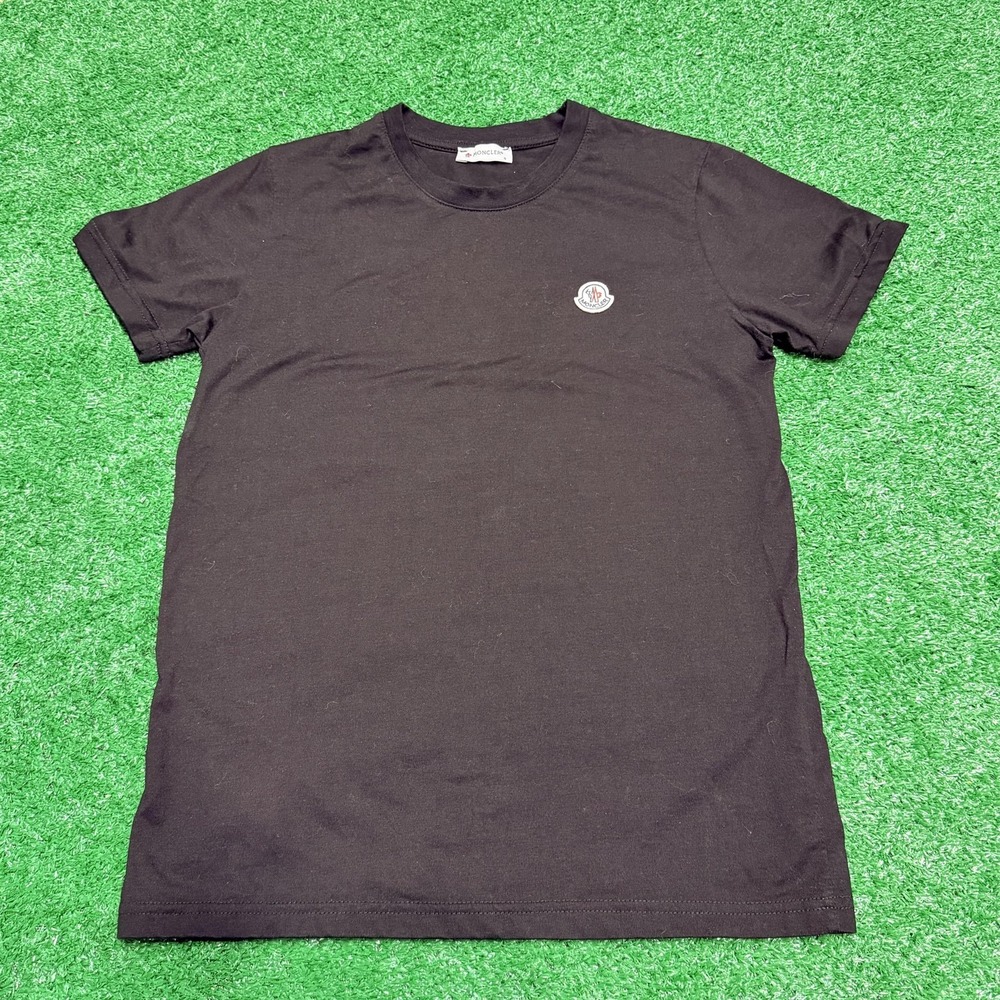 Moncler Shirt Mens Small Black Logo Patch Cotton Jersey Crew Neck T-Shirt
